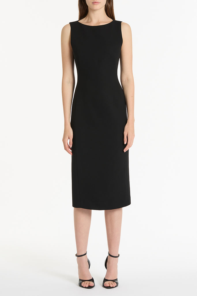 BLACK CREPE SHEATH DRESS