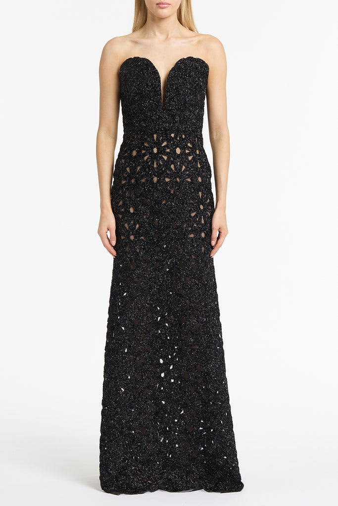 BLACK LUREX ENCRUSTED SHEER GOWN Carla Zampatti