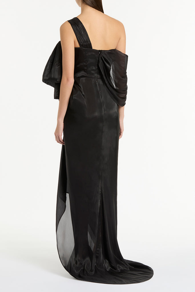 BLACK LUSTRE CHIFFON BOW GOWN Carla Zampatti