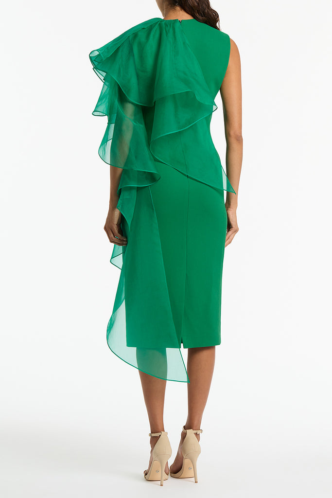 Emerald Crepe Ruffle Shoulder Dress Carla Zampatti 1279