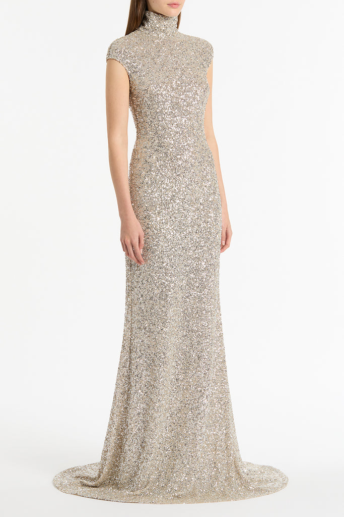 Ivory sequin gown best sale