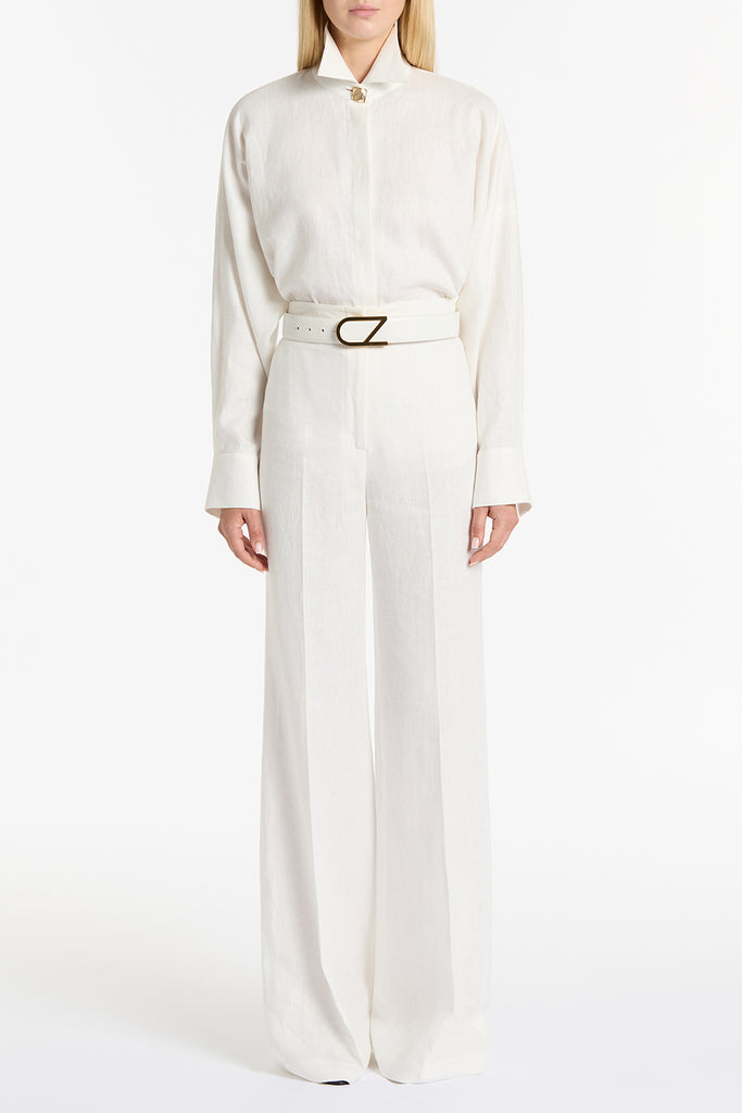 IVORY LINEN HIGH WAIST PANT – Carla Zampatti