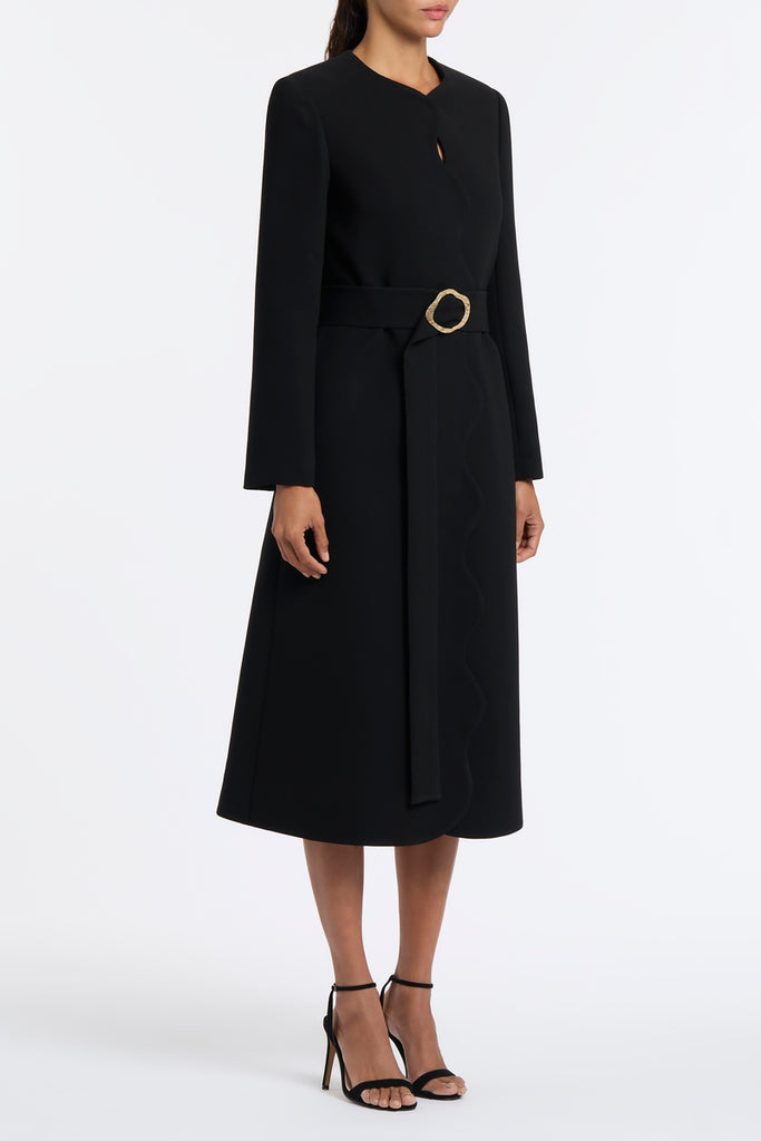 Black crepe coat sale