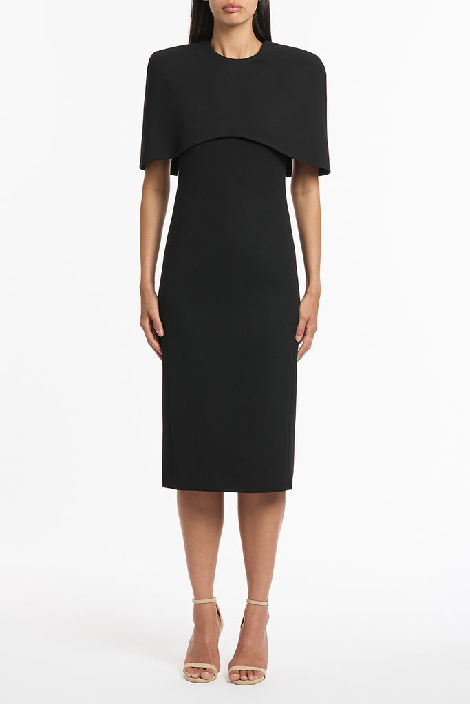 Black cape sale midi dress