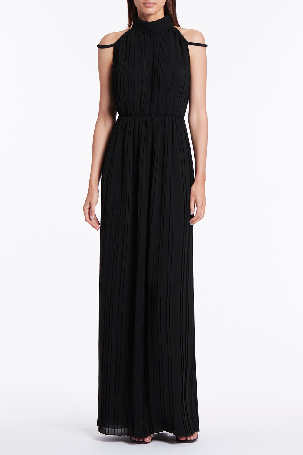 BLACK SCENIC BEAUTY PLISSE GOWN