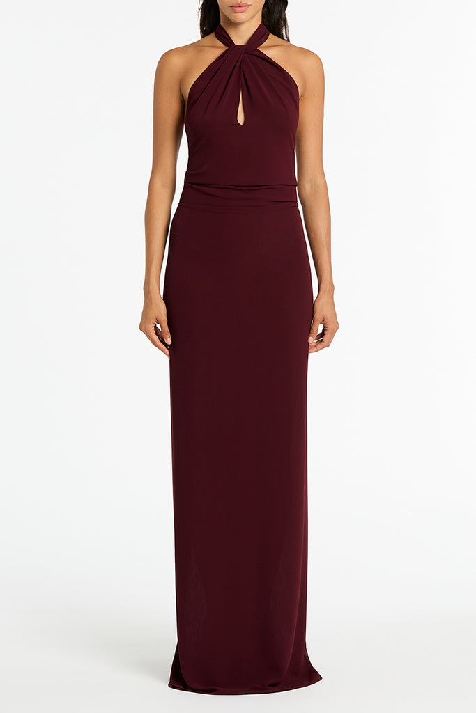 MERLOT GEORGETTE BACKLESS GOWN Carla Zampatti