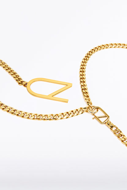 Gold logo chain belt