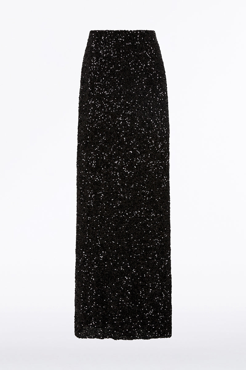 BLACK CRUSHED SEQUIN BIAS SKIRT – Carla Zampatti