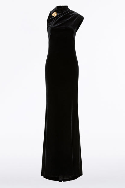 BLACK VELVET BUTTON GOWN Carla Zampatti