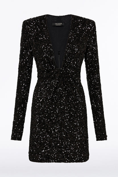 Black glitter hotsell plunge dress