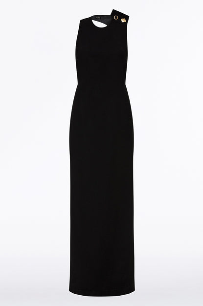 Francesca' Crepe Backless Cutout Evening Gown-Black