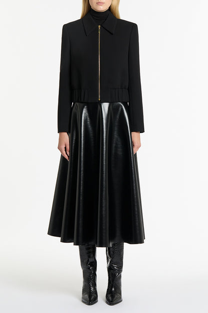 BLACK FAUX LEATHER FLARED SKIRT Carla Zampatti