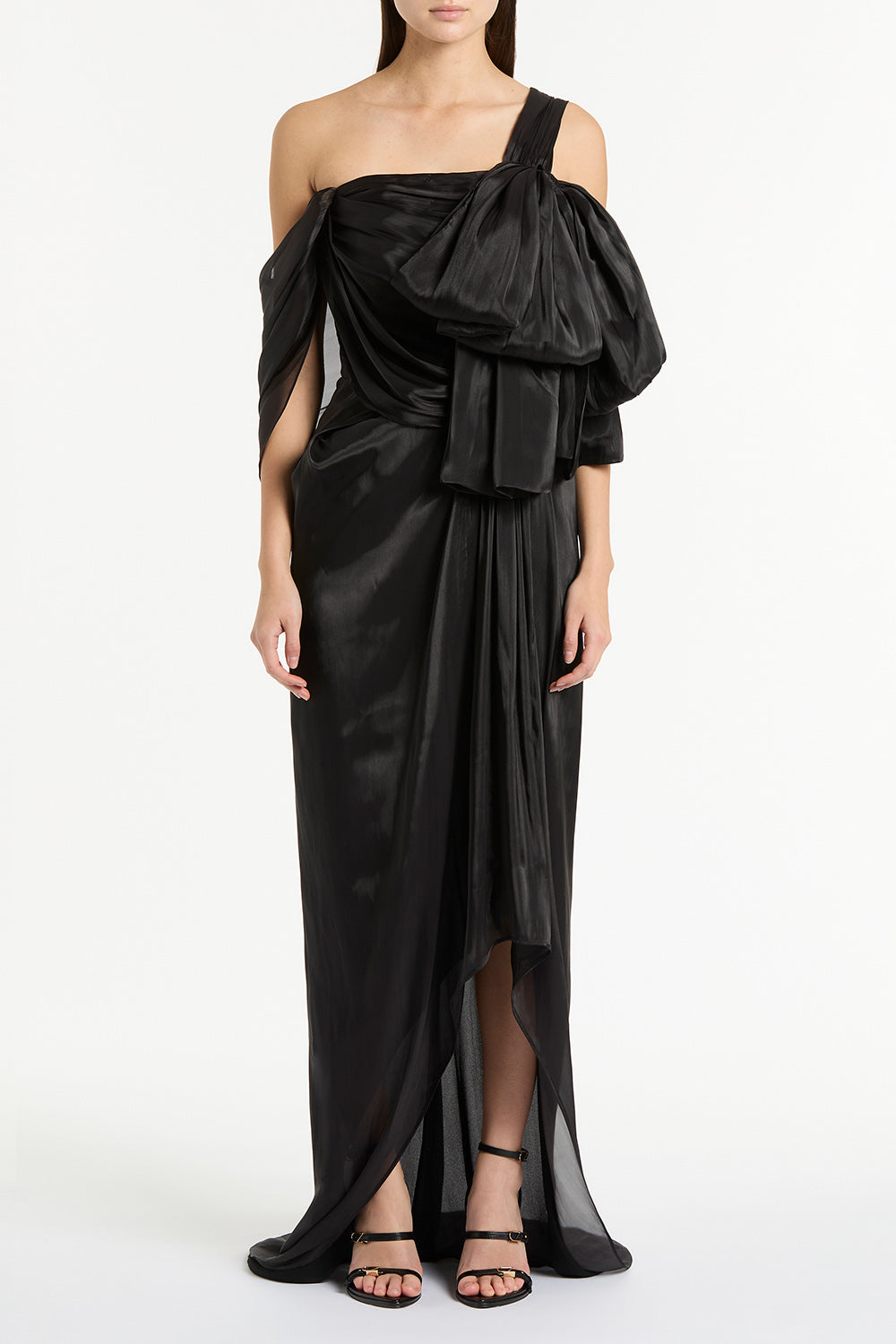 BLACK LUSTRE CHIFFON BOW GOWN Carla Zampatti