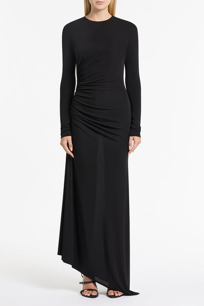 BLACK MATTE JERSEY RUCHED SIDE DRESS Carla Zampatti