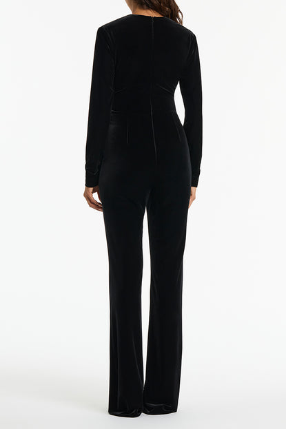 BLACK VELVET PLUNGE JUMPSUIT Carla Zampatti