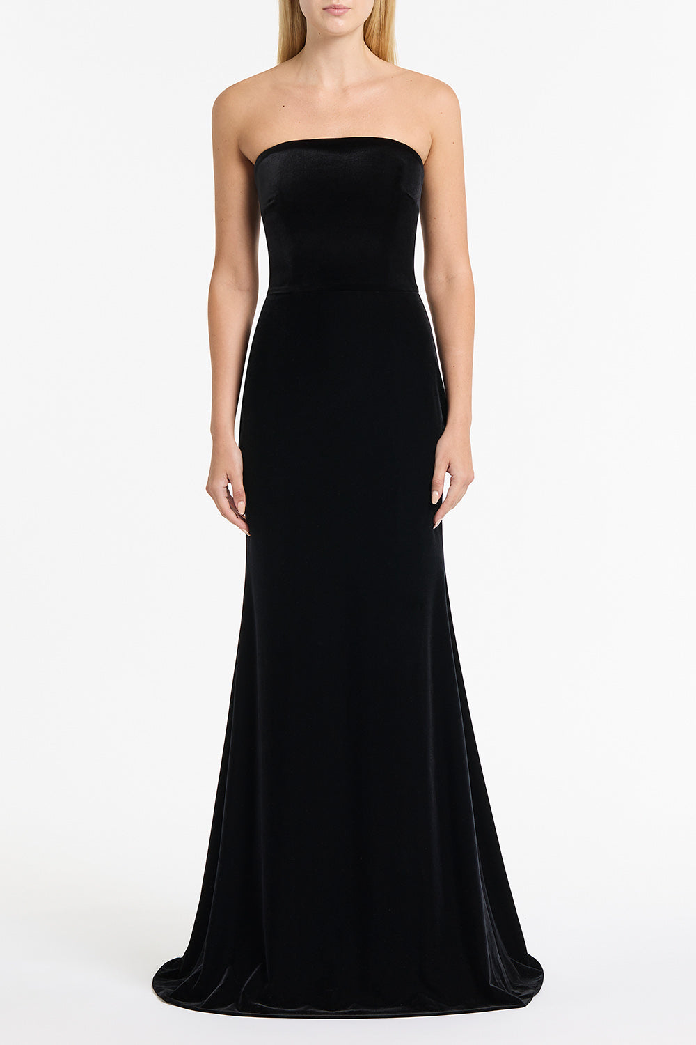 BLACK VELVET STRAPLESS GOWN