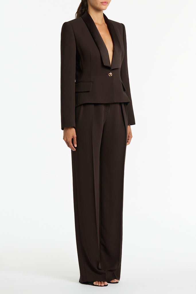 CHOCOLATE CREPE MILAN TUXEDO JACKET – Carla Zampatti