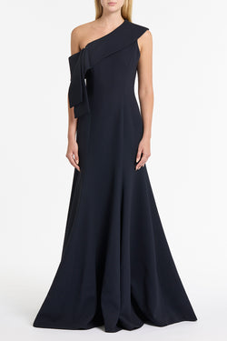 INK CREPE FASCIA ASYMMETRICAL GOWN – Carla Zampatti