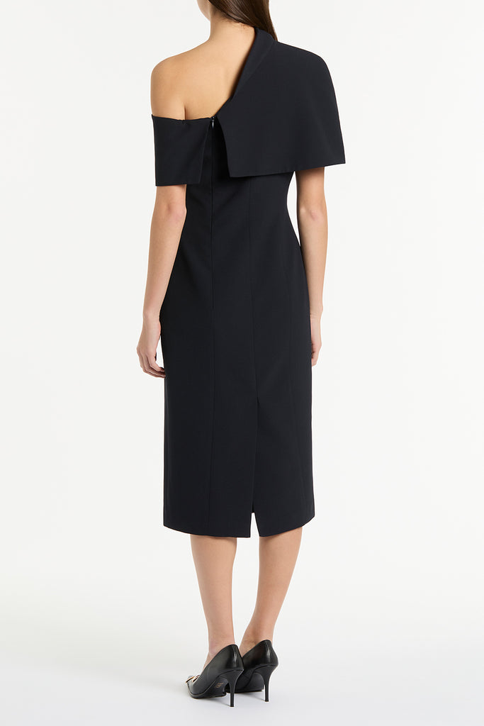 INK SATIN CREPE DRAPED COLLAR DRESS – Carla Zampatti