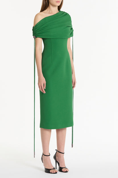 JADE CREPE COULISSE SHRUG DRESS – Carla Zampatti