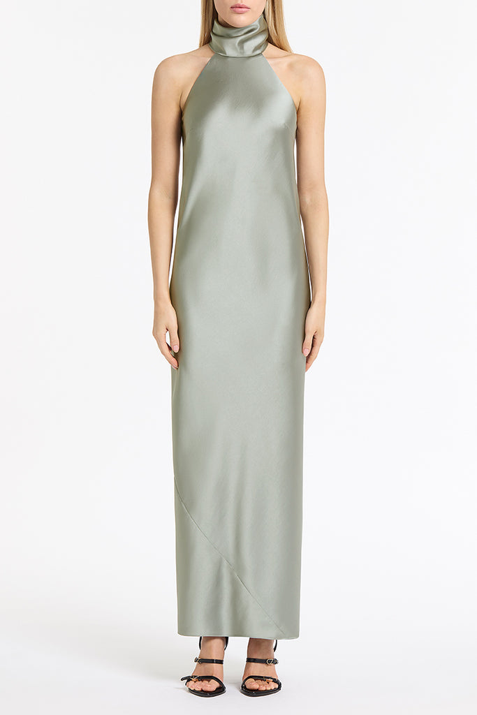 SILVER SATIN BIAS DRESS – Carla Zampatti