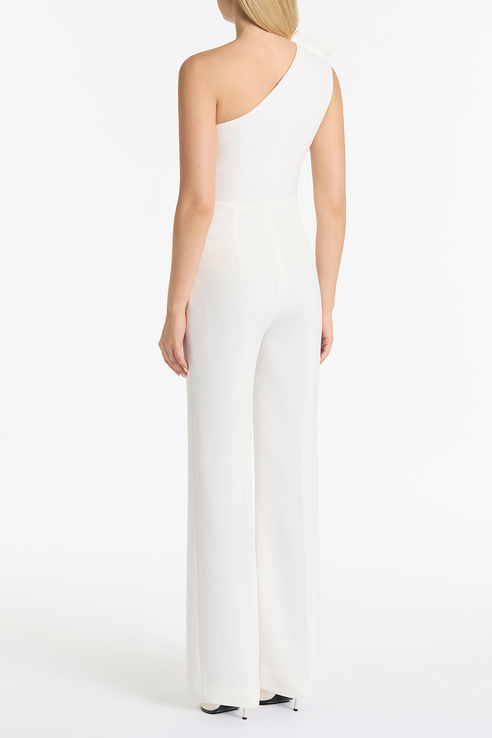 WHITE CREPE ONE SHOULDER JUMPSUIT – Carla Zampatti