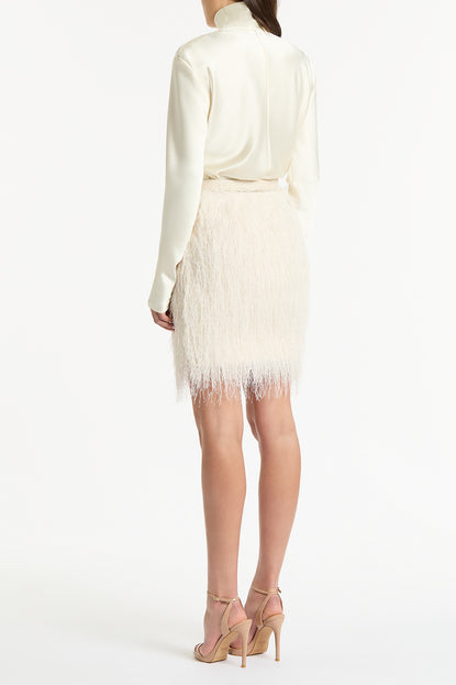 WHITE FRINGE MINI SKIRT Carla Zampatti