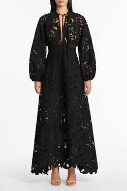 BLACK BOTANIC LACE SLEEVED DRESS – Carla Zampatti