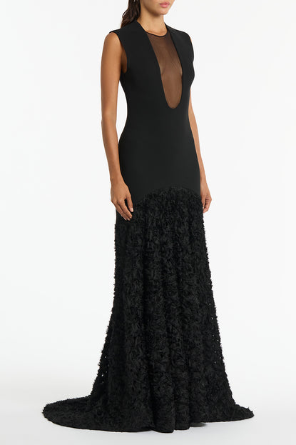 BLACK NASTRO PLUNGE GOWN Carla Zampatti