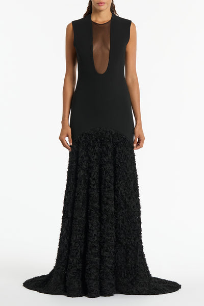 BLACK NASTRO PLUNGE GOWN Carla Zampatti
