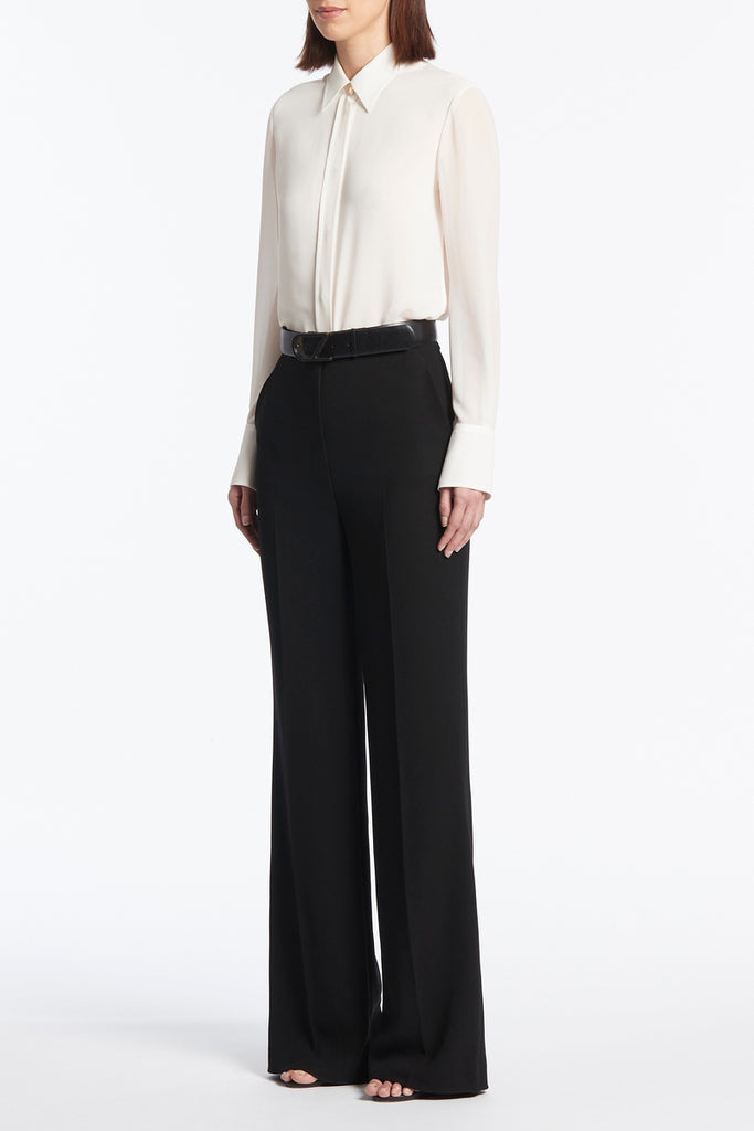 BLACK CREPE WIDE WAISTED PANT – Carla Zampatti