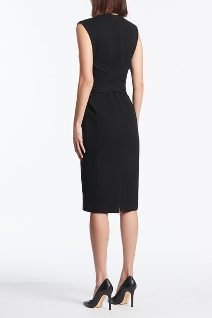 BLACK CREPE WRAP MIDI DRESS – Carla Zampatti