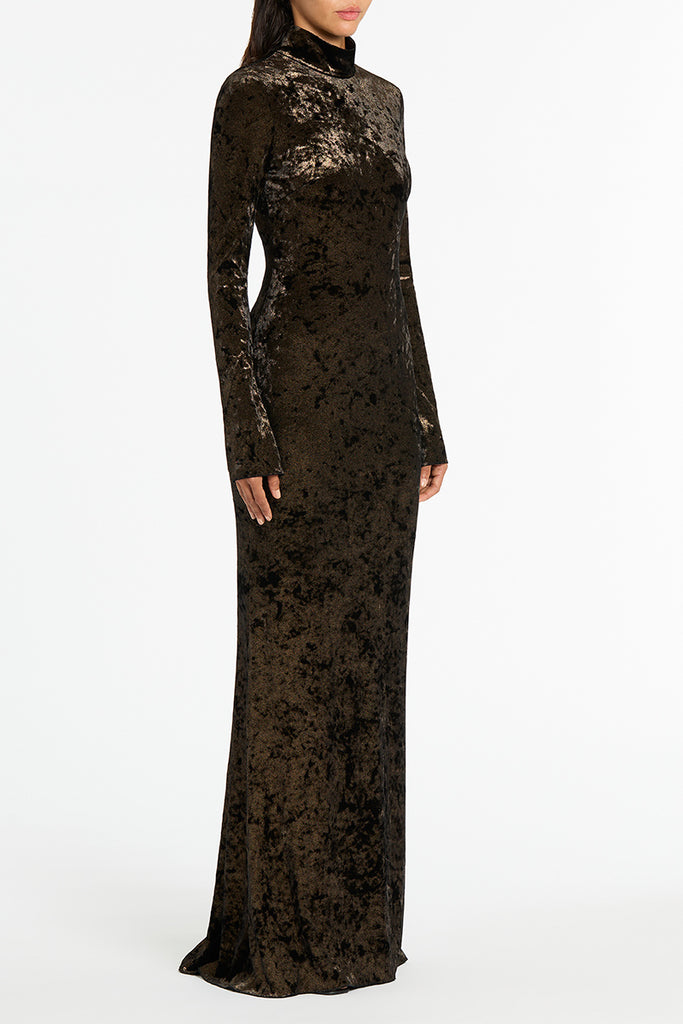 GOLD FOILED VELVET GOWN – Carla Zampatti