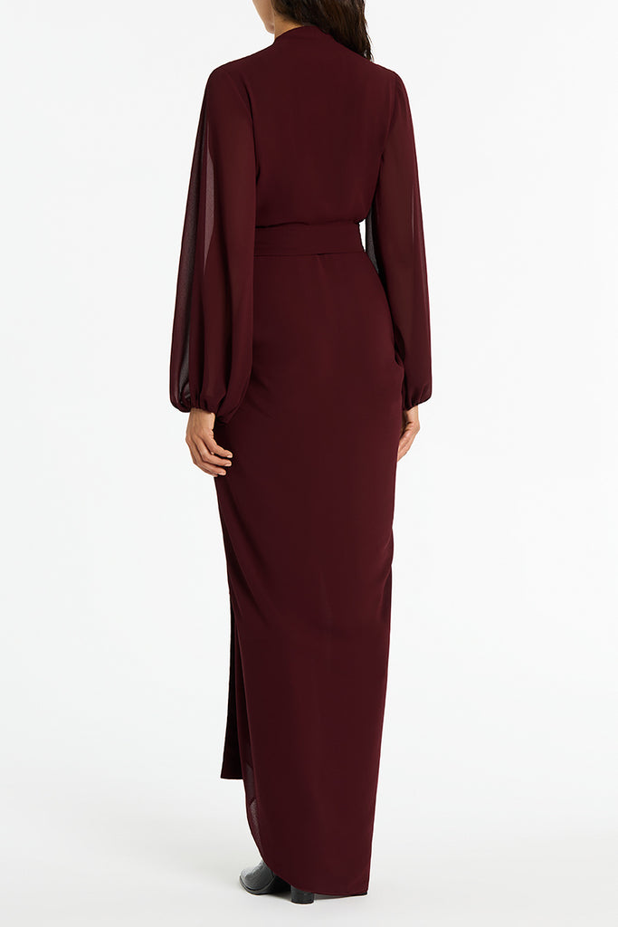 MERLOT GEORGETTE WATERFALL DRESS – Carla Zampatti