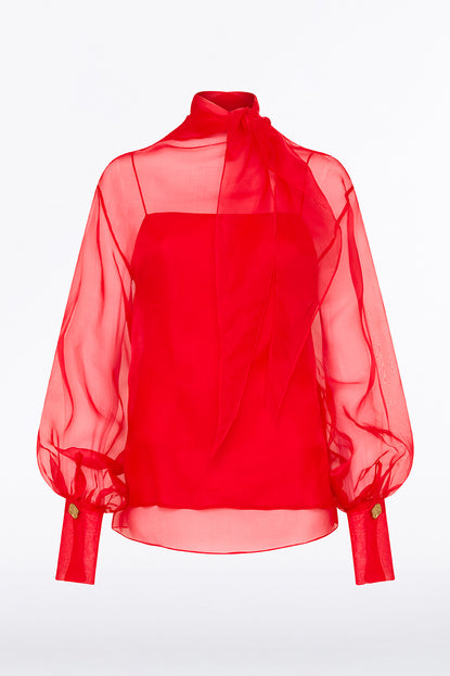 Red organza sale top