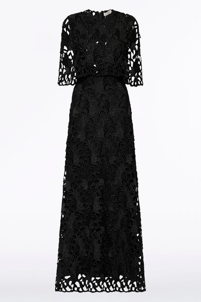 BLACK EMBROIDERED VELVET GOWN Carla Zampatti