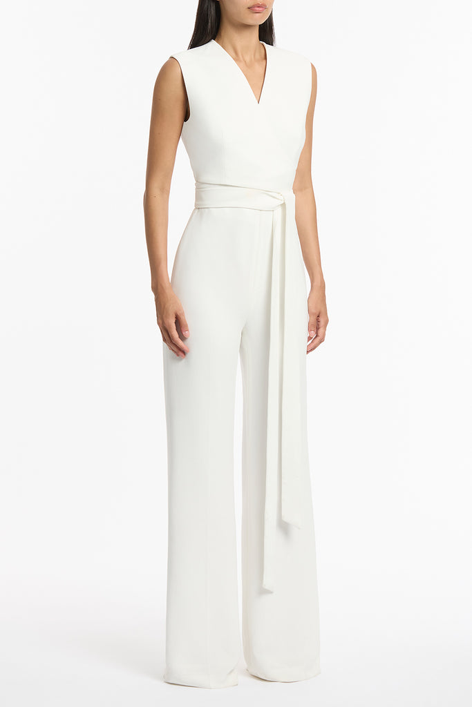 WHITE CREPE WRAP JUMPSUIT – Carla Zampatti