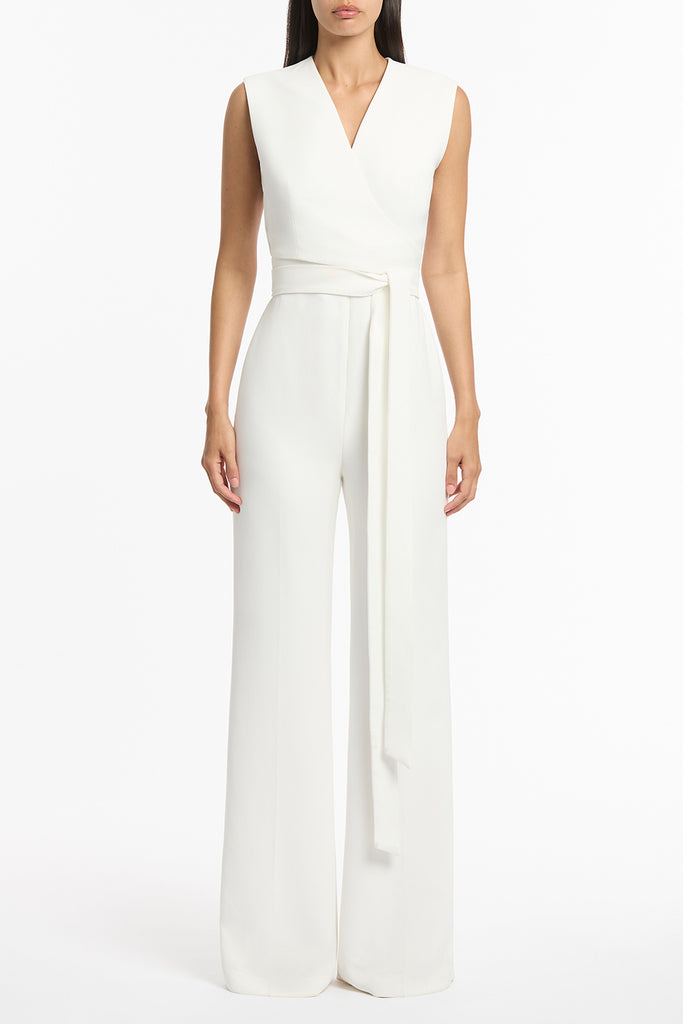 WHITE CREPE WRAP JUMPSUIT – Carla Zampatti