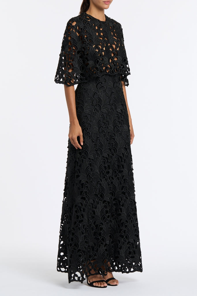 BLACK EMBROIDERED VELVET GOWN – Carla Zampatti