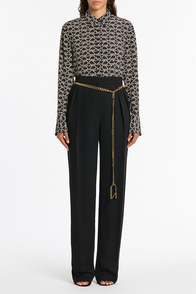 BLACK MONOGRAM SILK RELAXED SHIRT – Carla Zampatti