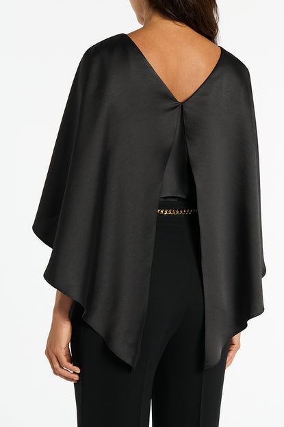 BLACK SATIN CAPE TOP – Carla Zampatti